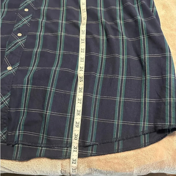 Wrangler Western Pearl Snap Plaid Shirt Size 3XL Plaid Blue Green Cowboy - Picture 7 of 7